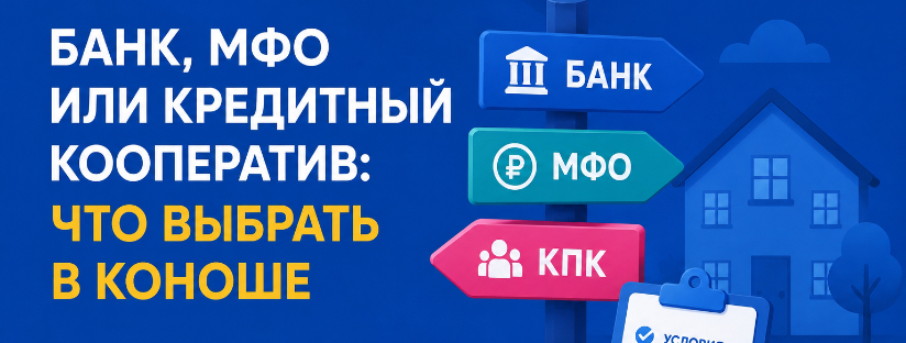 Банк, МФО или кредитный кооператив: где взять деньги в Коноше и чем отличаются условия